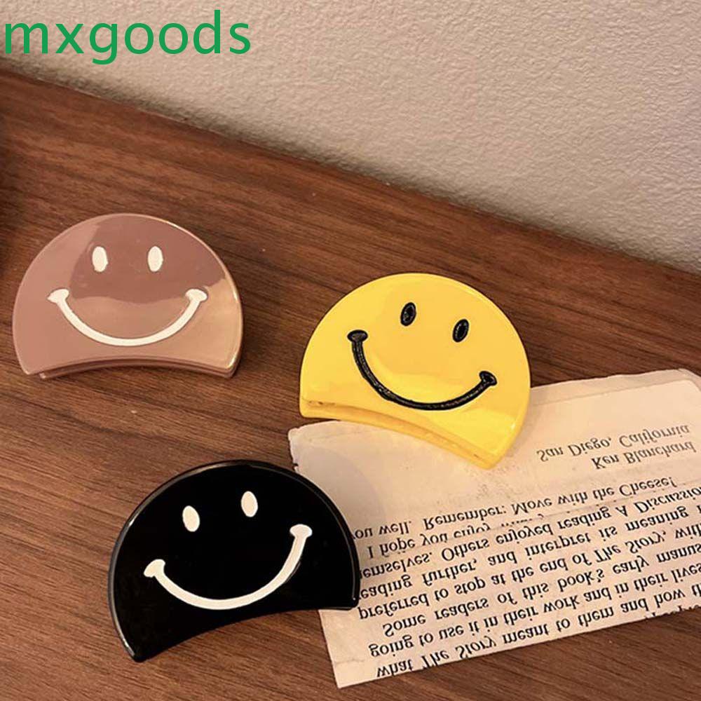 Kẹp Tóc Càng Cua Hình Mặt Cười Màu Trơn Bằng Acrylic Thời Trang Cho Nữ