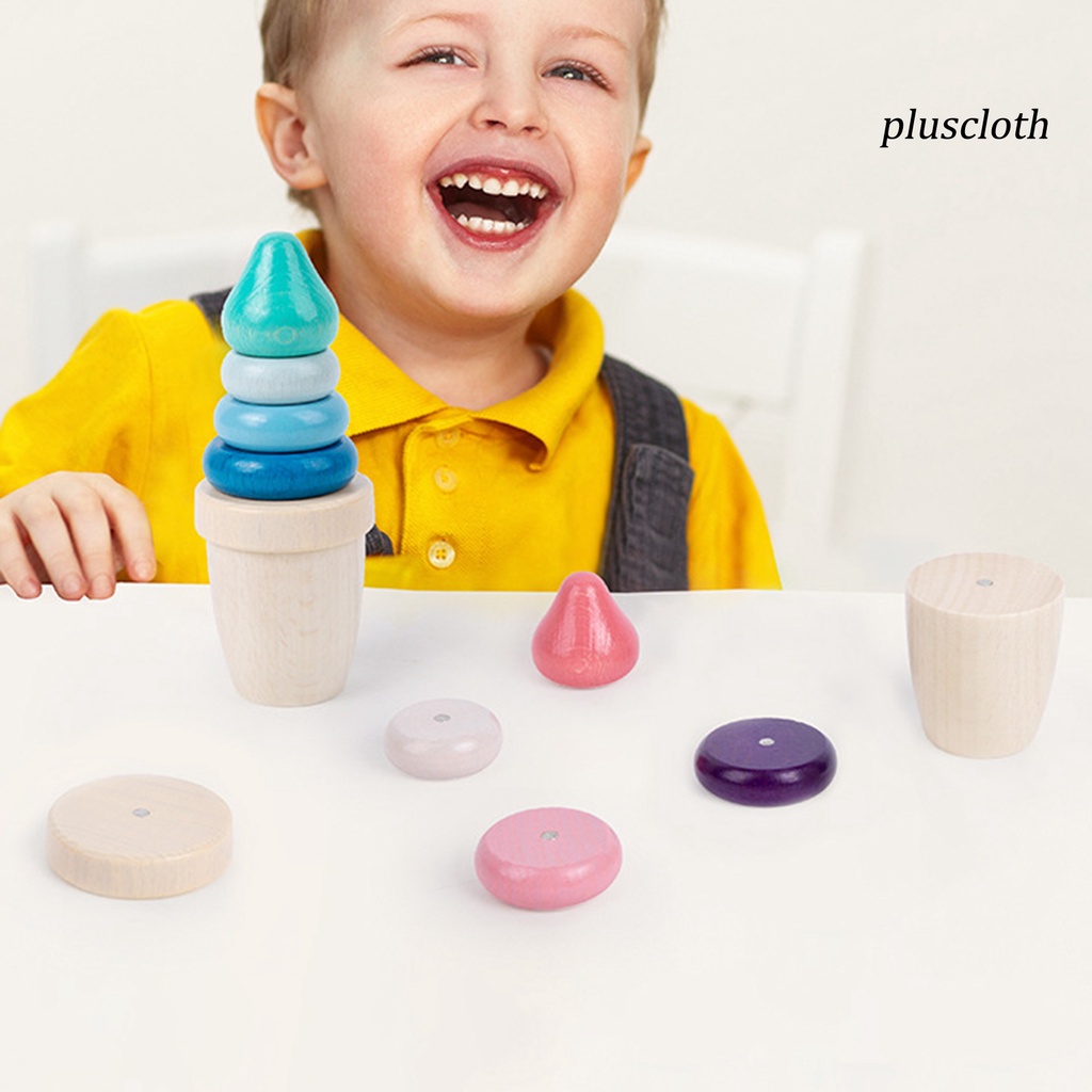 Đồ Chơi Khối Xếp Chồng Lên Nhau Hình Que Kem Bằng Gỗ Dễ Thương Cho Bé