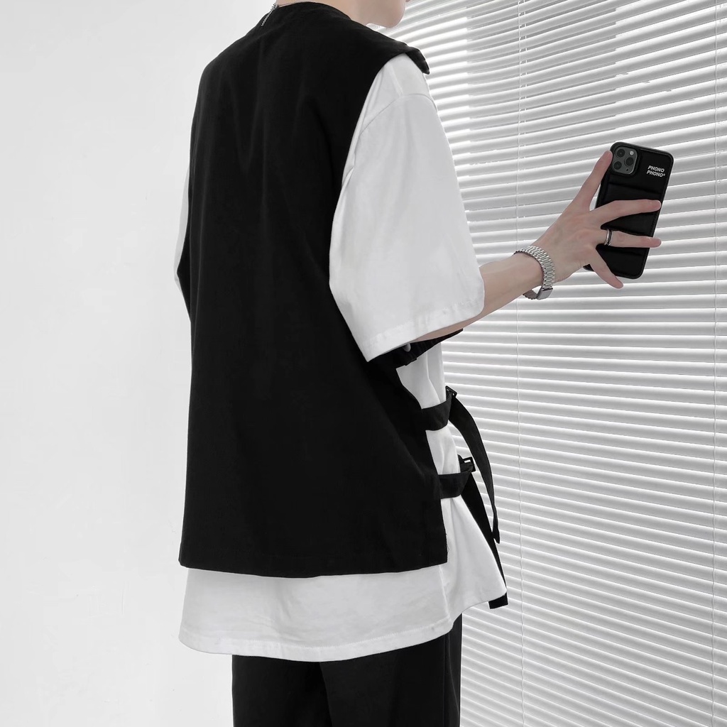 Áo Khoác Ghi Lê Không Tay Phong Cách Yamamoto Đường Phố Cá Tính Cho Nam