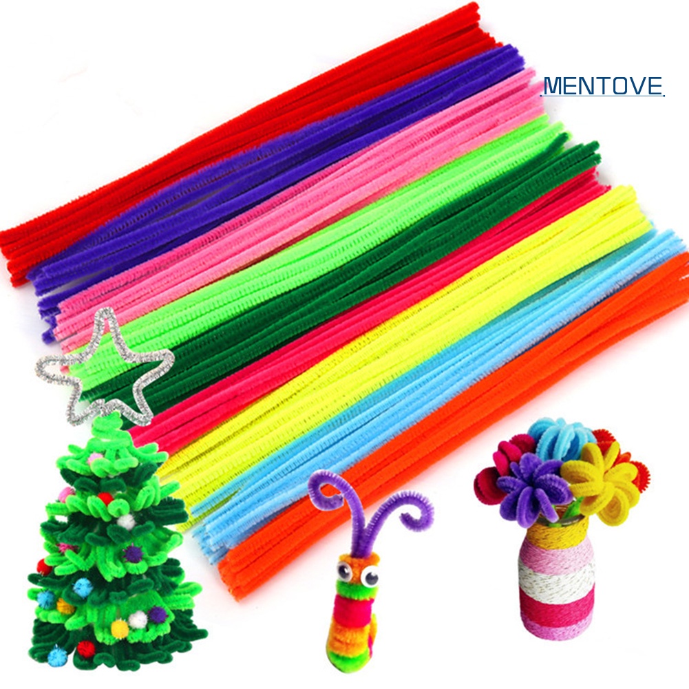 Set 100 Viên Sợi Chenille Nhiều Màu Sắc Làm Đồ Thủ Công Nghệ Thuật DIY Cho Bé