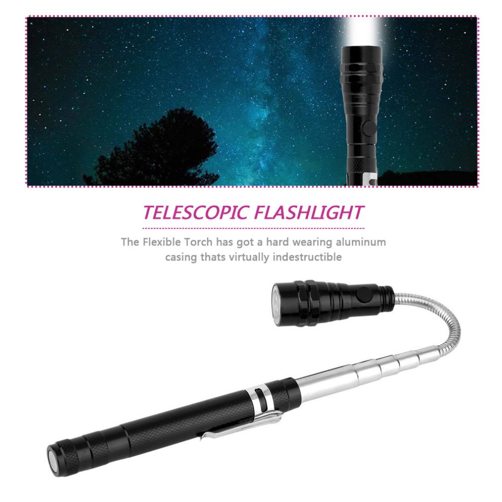 360° Flexibleized Head Hard Wearing Aluminum Case Telescopic Flexible 3 Led Flashlight Pick Up Tool Lamp Light [Q/3]