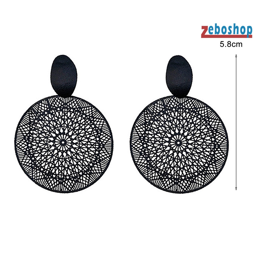 1 Đôi Khuyên Tai Hợp Kim Tròn Rỗng Họa Tiết Thời Trang Cho Nữ