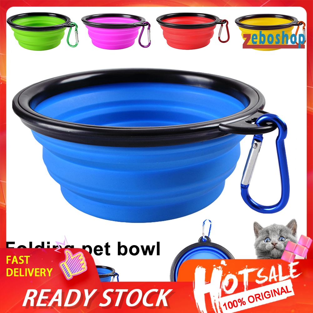 Cốc Đựng Thức Ăn / Nước Uống 2 Trong 1 Có Thể Gấp Gọn Tiện Dụng Mang Theo Du Lịch Cho Thú Cưng