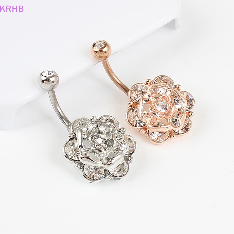 Khuyên Rốn Bằng Thép Không Gỉ Hình Hoa Đính Đá Quyến Rũ Cho Nữ Mới