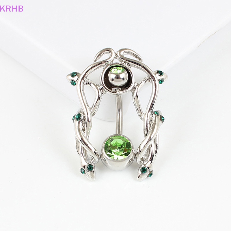 Khuyên Rốn Hình Rắn Đính Đá Xanh Lá Bằng Thép Không Gỉ Không Gây Dị Ứng Thời Trang Cho Nữ Mới