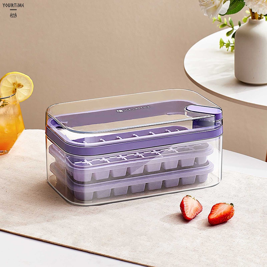 Khuôn Làm Đá Hai Lớp Có Nắp Và Hộp Đựng