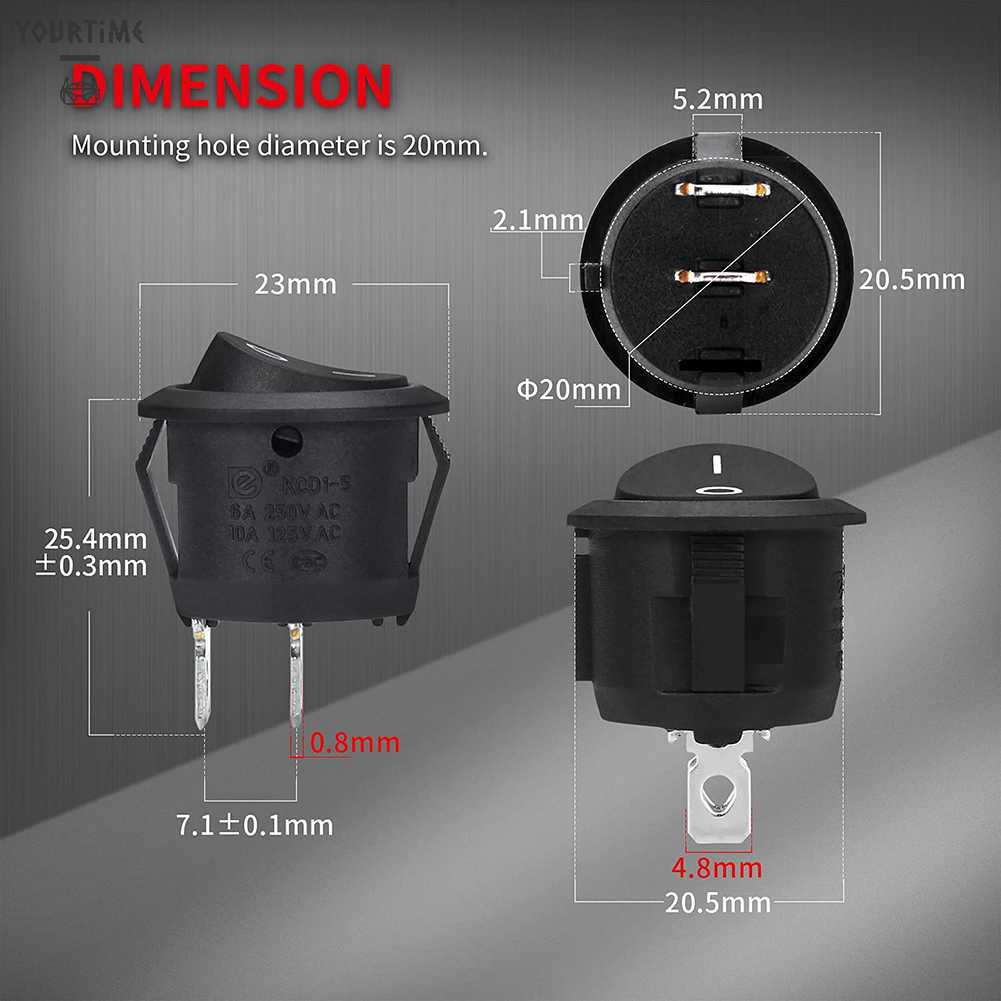 Set 5 Công Tắc Tròn DC12V-24V Cho Xe Ô Tô