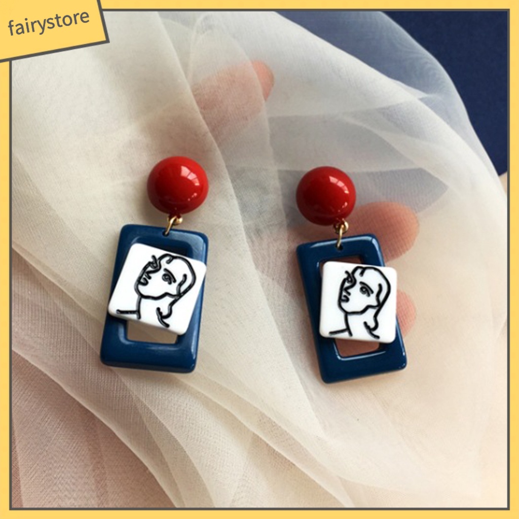 1 Đôi Bông Tai Hình Nhân Vật Trừu Tượng Phong Cách Vintage