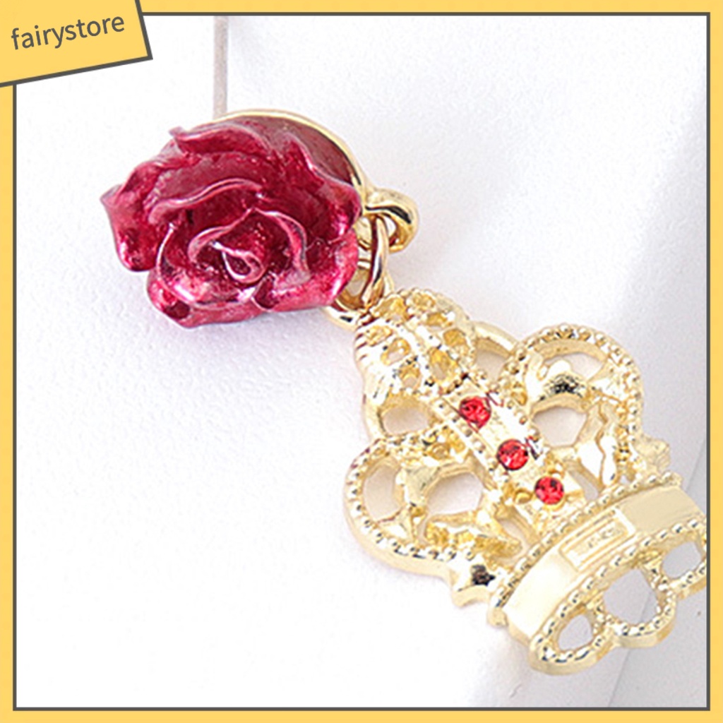1 Đôi Bông Tai Hợp Kim Hình Hoa Hồng Đính Đá Phong Cách Retro