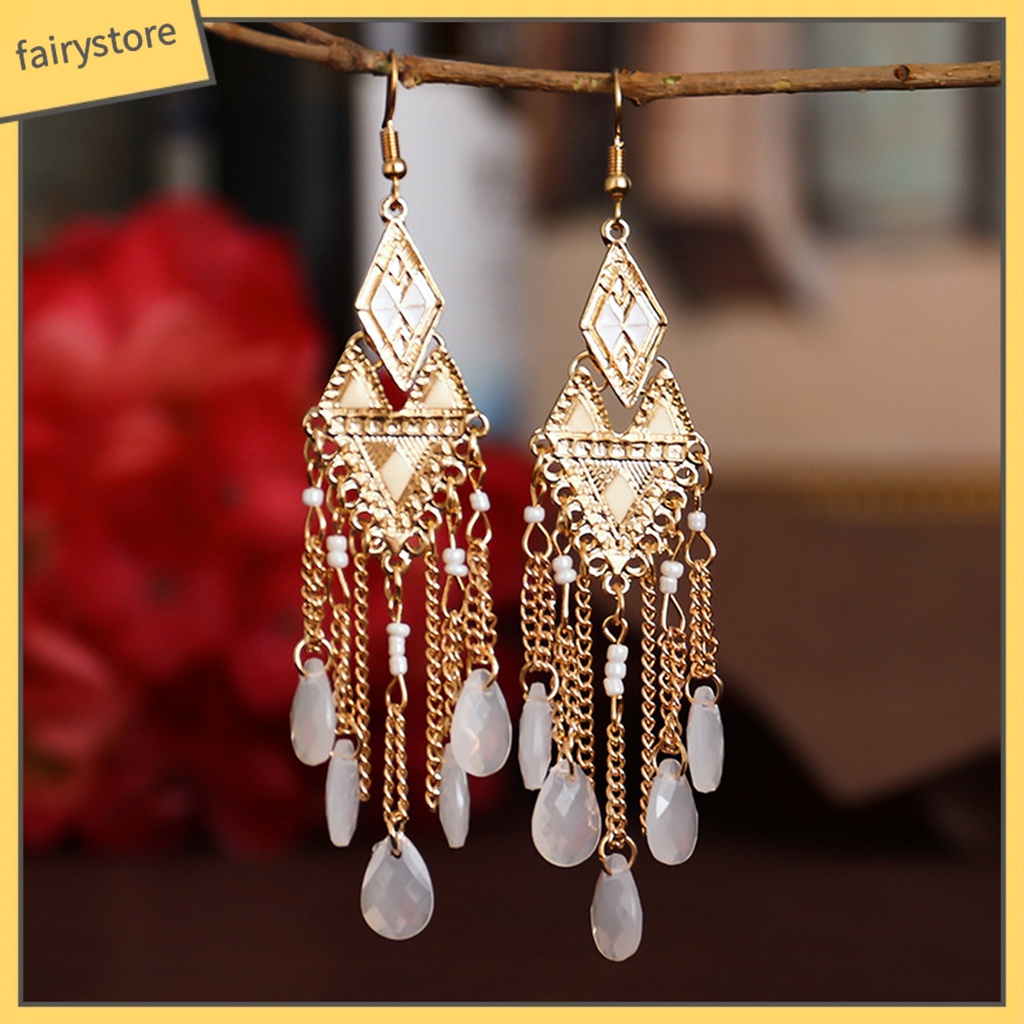 1 Đôi Bông Tai Tua Rua Đính Pha Lê Lấp Lánh