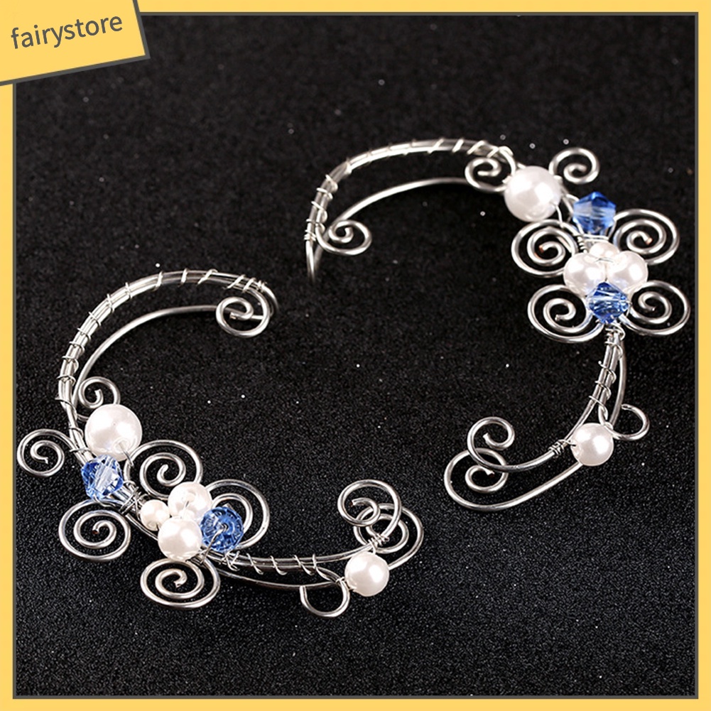 1 Khuyên Vành Tai Hình Hoa Lá Đính Ngọc Trai Nhân Tạo Thời Trang