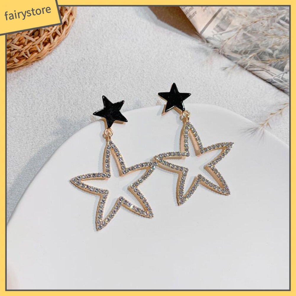 Bông Tai Dáng Dài Hình Hoa / Ngôi Sao Đính Đá Thời Trang Dự Tiệc Cho Nữ