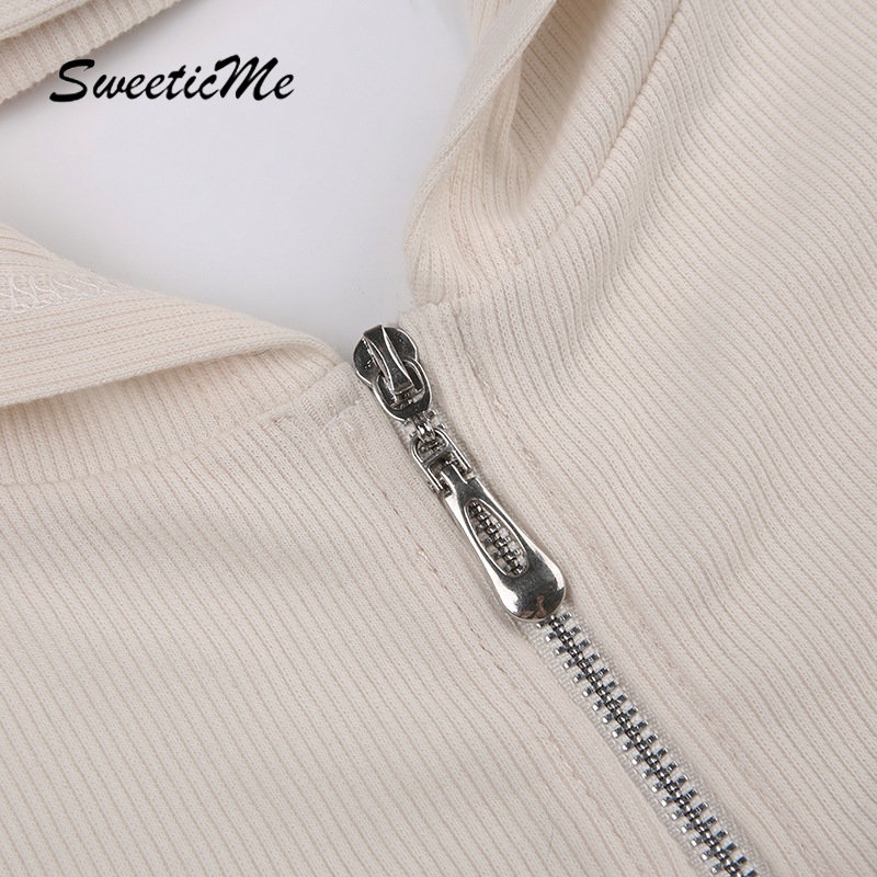 Áo Hoodie Tay Ngắn Màu Trơn Dáng Ôm Hở Lưng Phối Khóa Kéo Thời Trang 2023 Cho Nữ