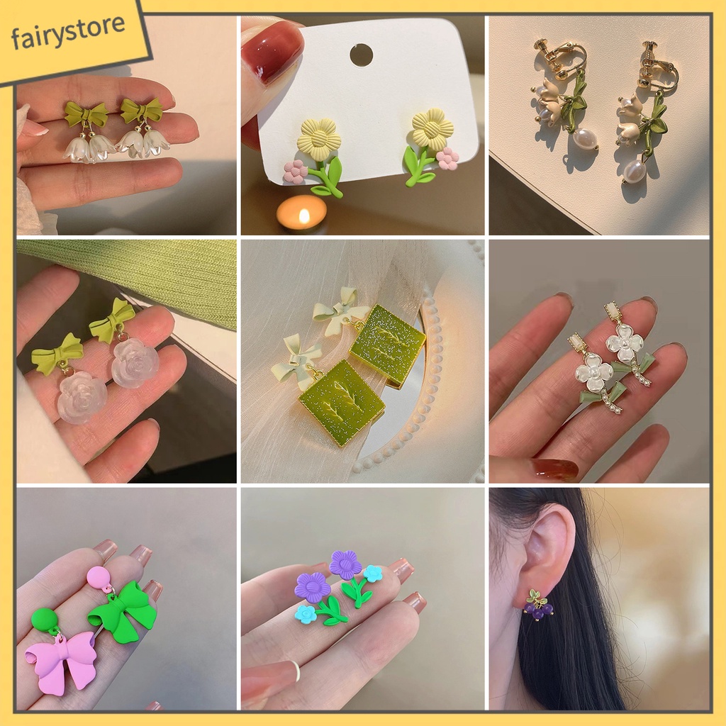 1 Đôi Bông Tai Hình Hoa Tulip Đính Ngọc Trai Nhân Tạo Thời Trang