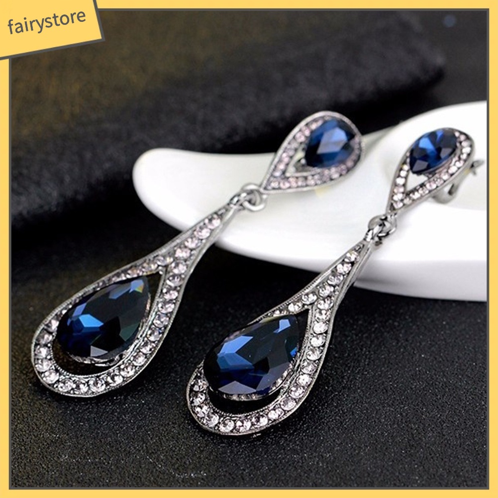 Bông Tai Hình Giọt Nước Đính Đá Giả Thời Trang Dành Cho Nữ