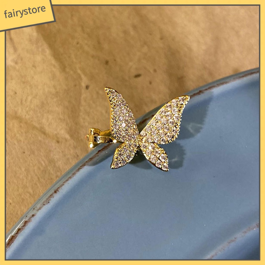 1 Khuyên Vành Tai Hình Bướm Đính Đá Lấp Lánh Thời Trang Cho Nữ