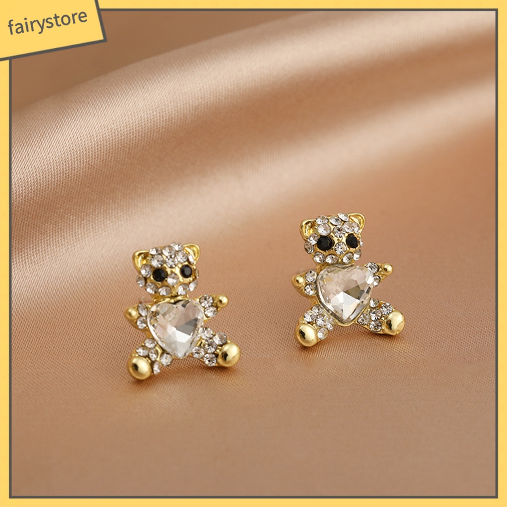 Bông Tai Hình Trái Tim / Gấu Đơn Giản Thời Trang Cho Nữ