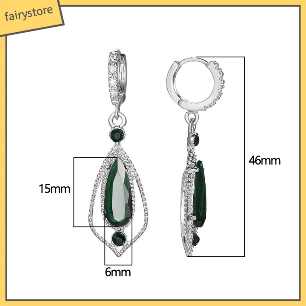 1 Đôi Bông Tai Hình Giọt Nước Đính Đá Zircon Thời Trang Dự Tiệc