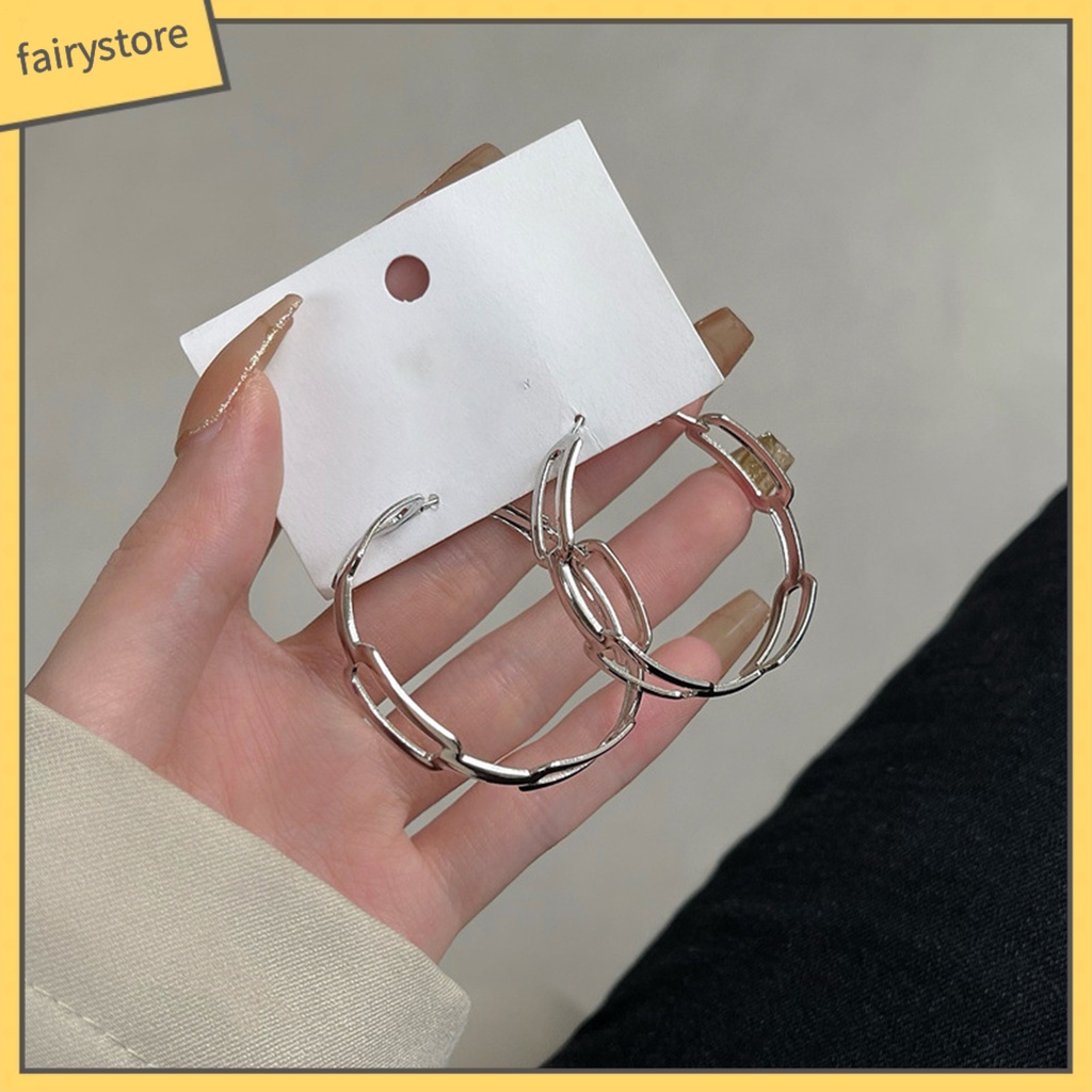 1 Đôi Bông Tai Tròn Rỗng Phong Cách Hàn Quốc