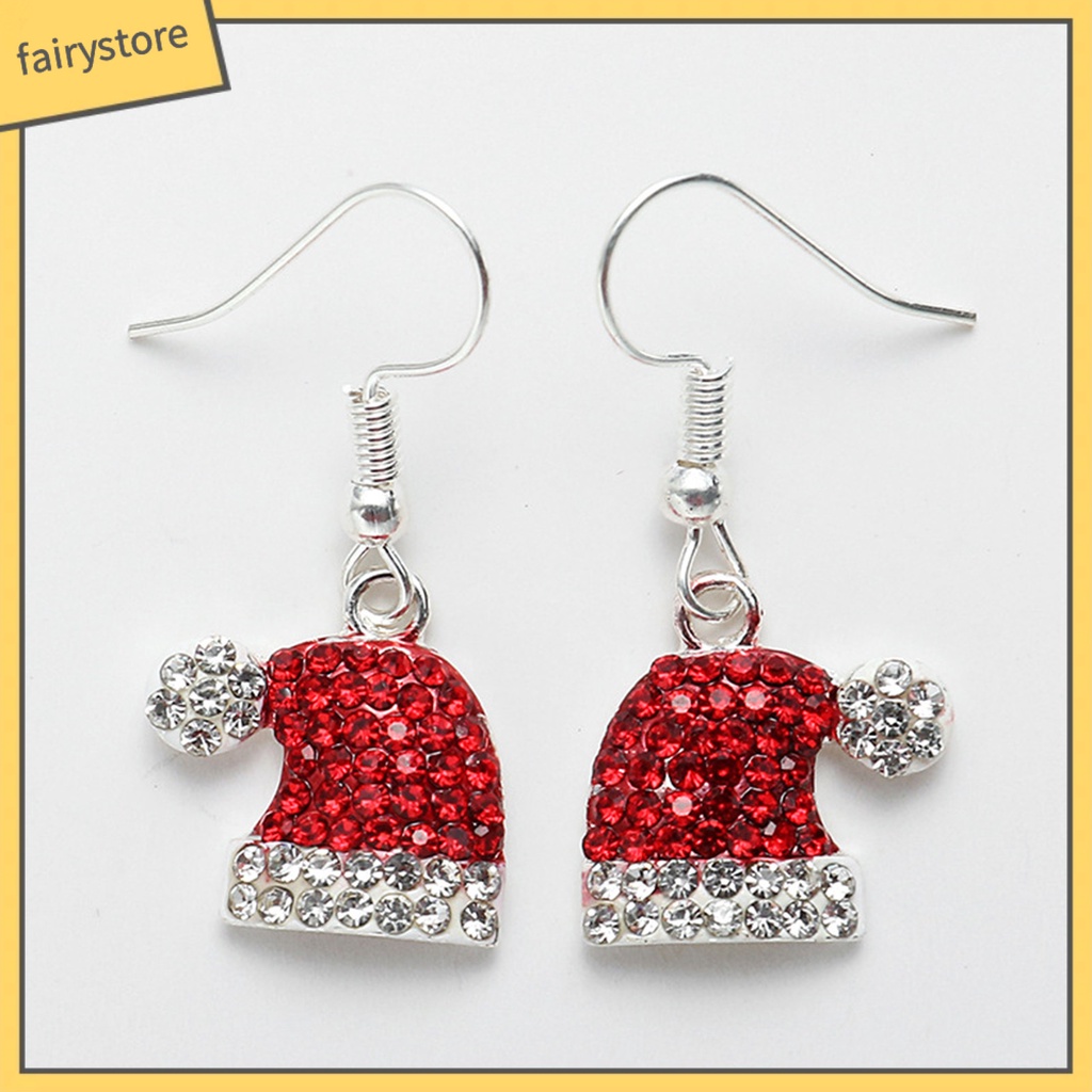 1 Đôi Bông Tai Hình Tuần Lộc Giáng Sinh Đính Đá Thời Trang Dành Cho Nữ