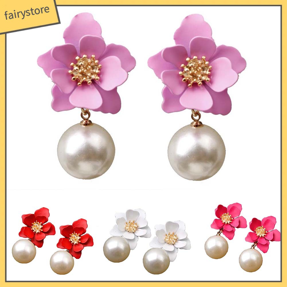 Bông Tai Hình Hoa Đính Ngọc Trai Giả Ngọt Ngào Thời Trang Mùa Hè Cho Nữ