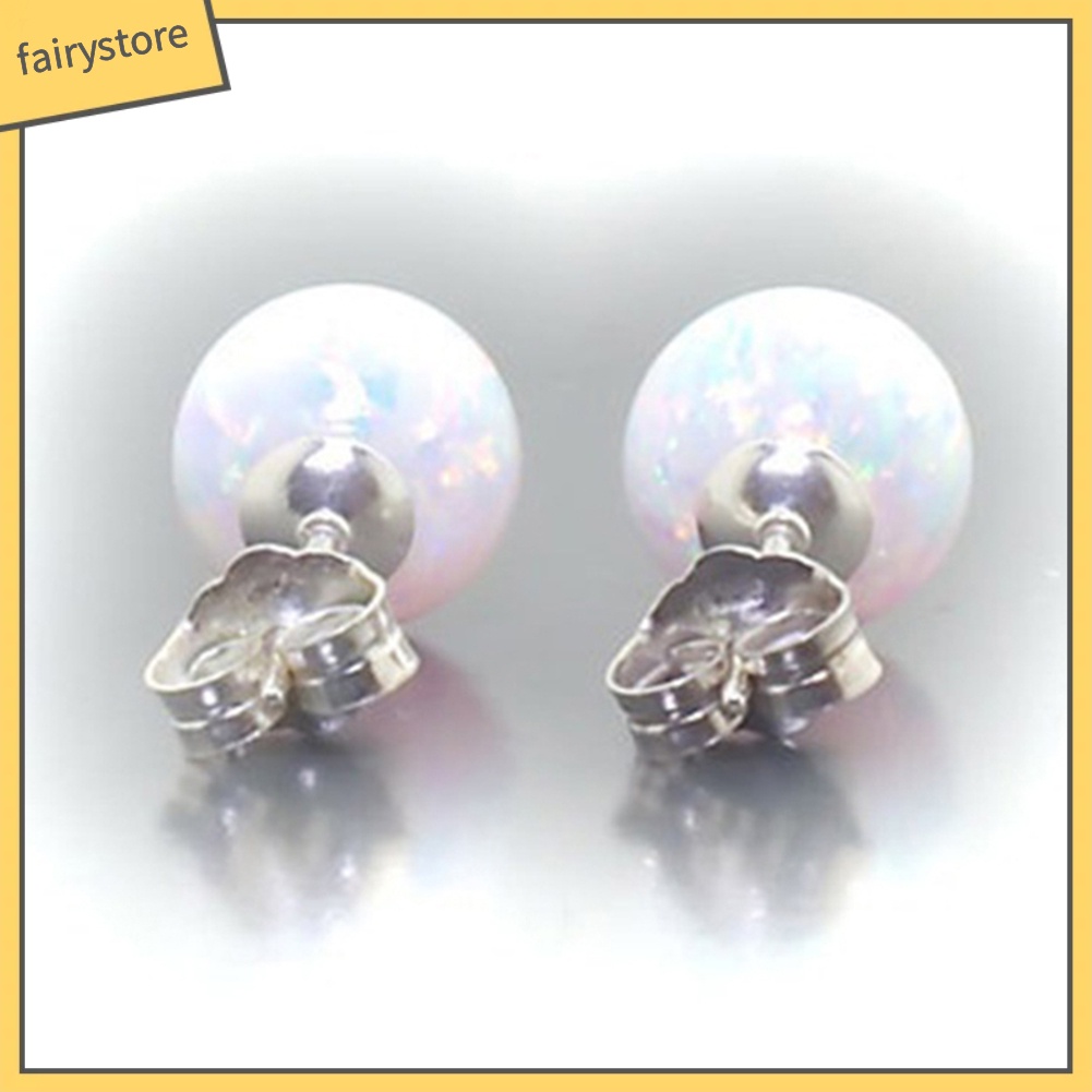 Khuyên Tai Đính Đá Opal Nhân Tạo Hình Tròn Thời Trang