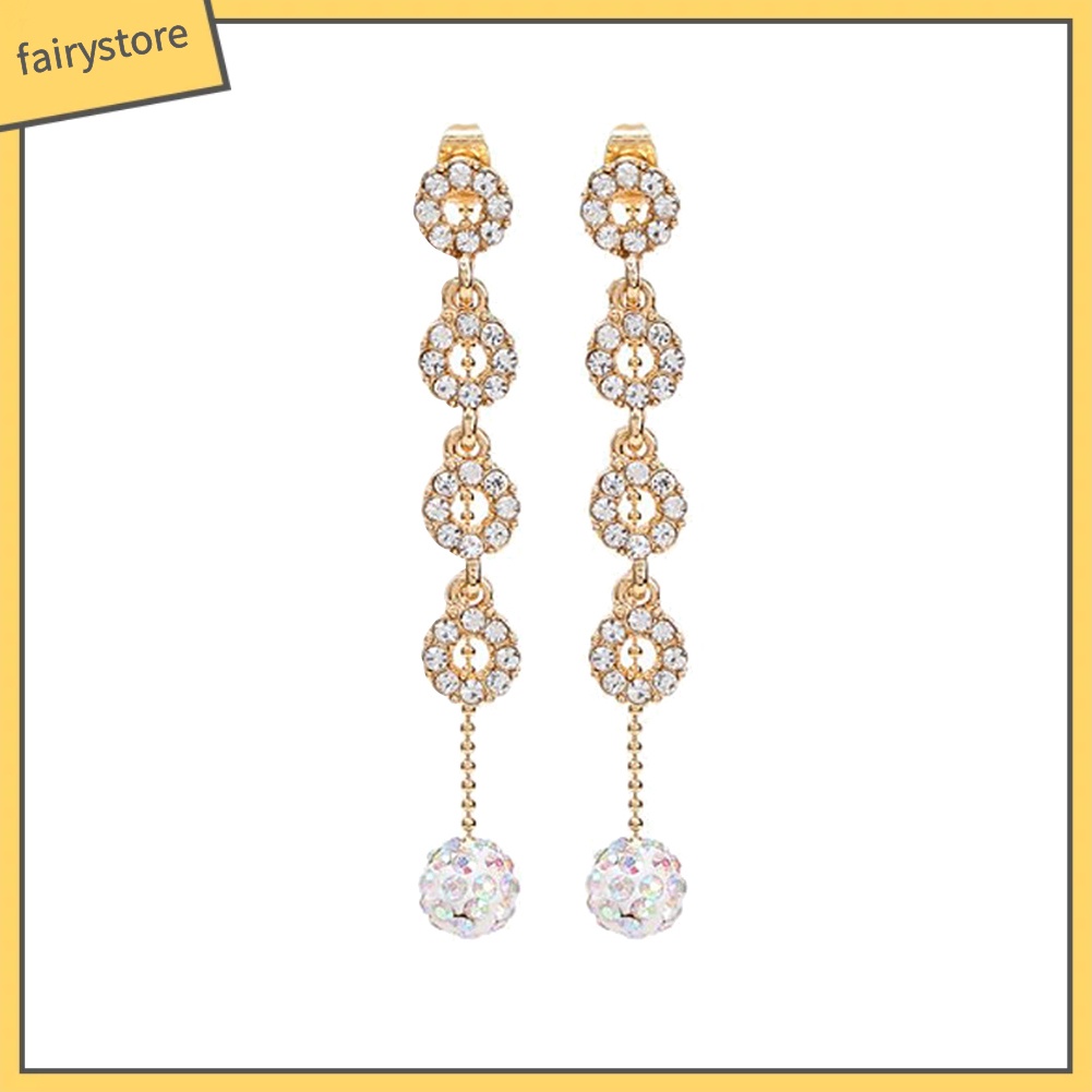 Bông Tai Dáng Dài Đính Đá Phối Tua Rua Thời Trang Cho Nữ