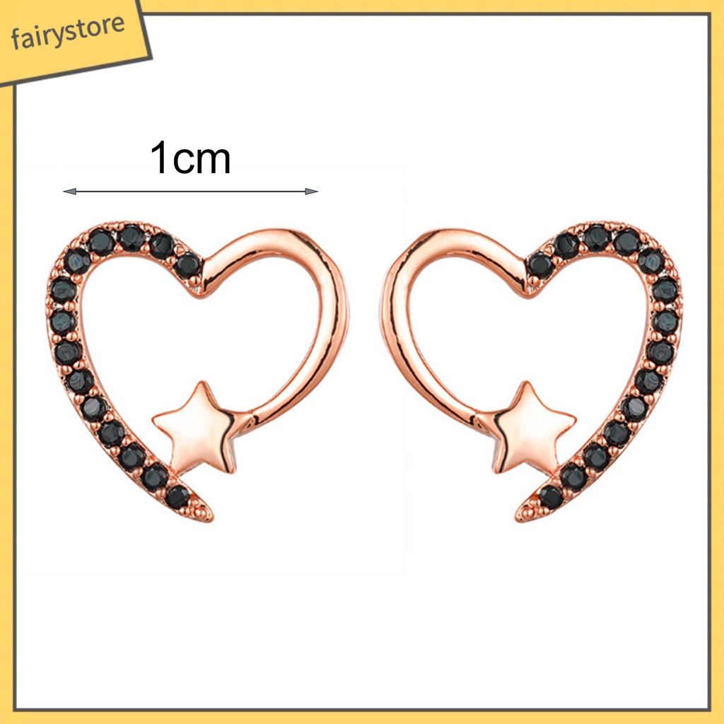1 Đôi Bông Tai Hợp Kim Hình Trái Tim Lấp Lánh Chống Rỉ Sét Dành Cho Nữ