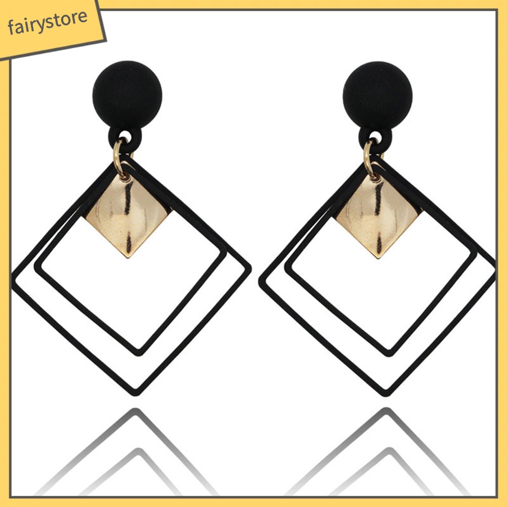 Đôi Bông Tai Dáng Dài Mặt Hình Thoi Thời Trang Cho Nữ