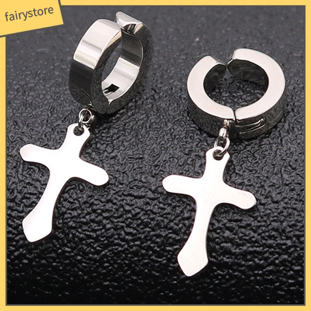 1 Đôi Bông Tai Hình Chữ Thập Phong Cách Hip Hop Đơn Giản Dành Cho Nam Nữ