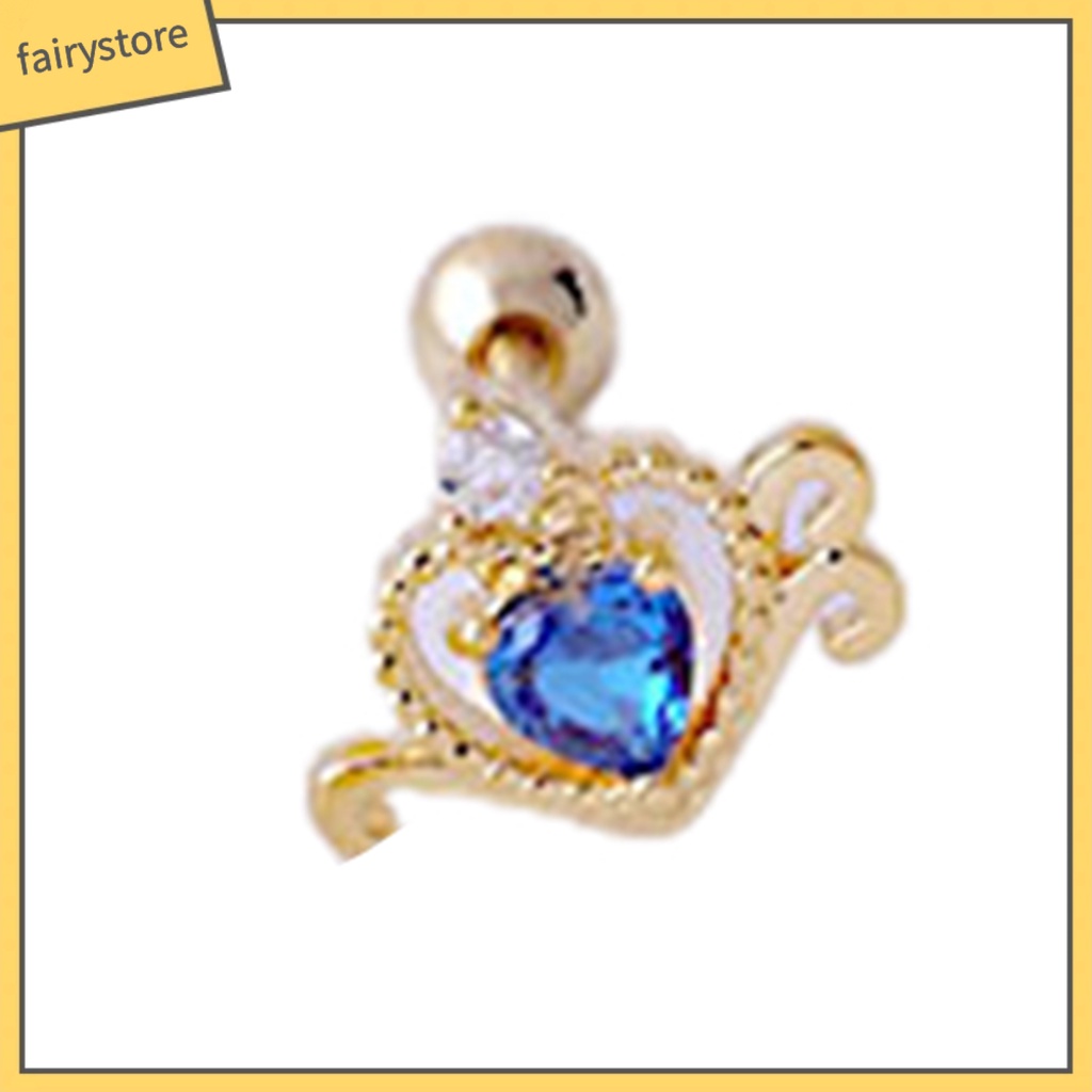 1 Khuyên Tai Hình Trái Tim Rỗng Đính Đá Zircon Sáng Bóng Thanh Lịch Dành Cho Nữ