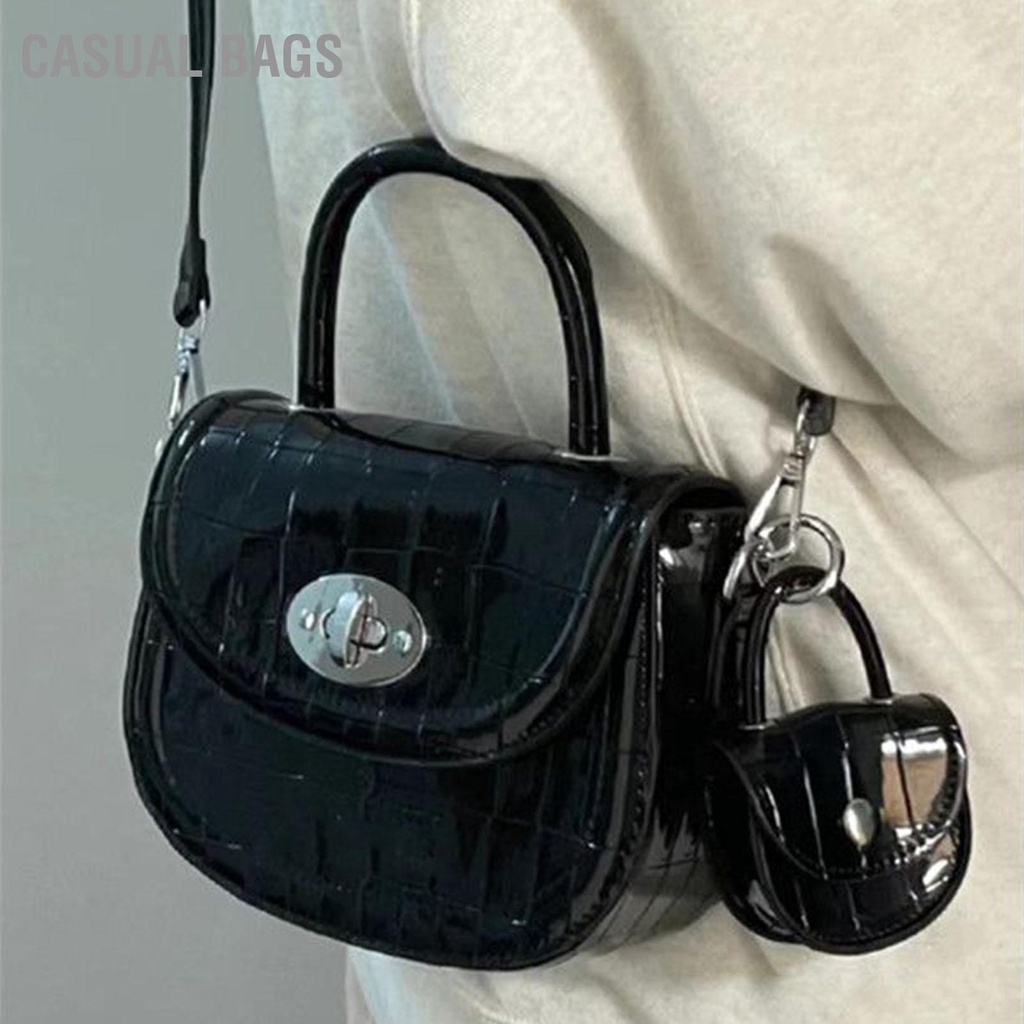Có hàng sẵn Casual Bags Phụ Nữ Đeo Vai Túi Phù Hợp Mini Khóa Đóng Cửa Xách PU Nhỏ Thời Trang