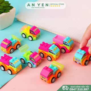Xe ô tô mô hình lego công trình, đồ chơi ô tô mini chạy đà cho bé.