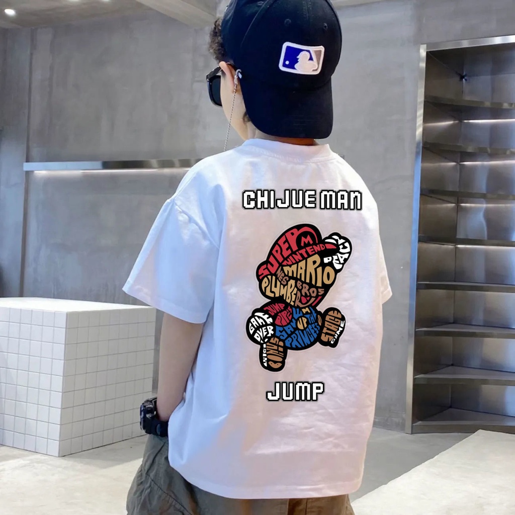 Áo Thun 100% Cotton Tay Ngắn Cổ Tròn Dáng Rộng In Hình Thời Trang Cho Bé 2-14 Tuổi Baby Tee