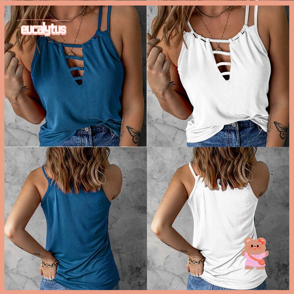 Áo Tank Top Hai Dây Màu Trơn Thời Trang Mùa Hè Cho Nữ