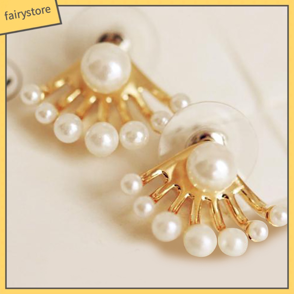 [FRO] 1 Đôi Bông Tai Hai Mặt Đính Ngọc Trai Giả Trang Sức Trước Và Sau Cho Lễ Hội