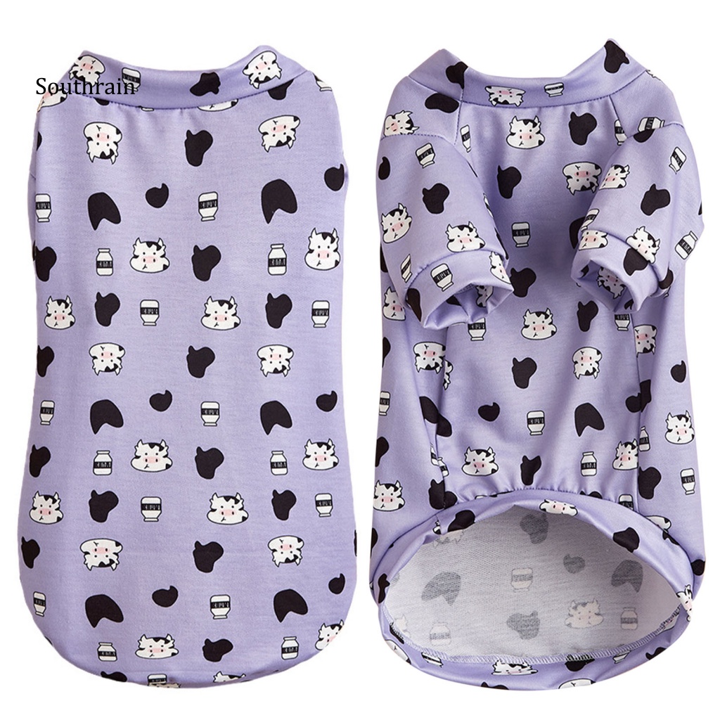 Áo Thun Polyester Co Giãn Thoáng Khí In Họa Tiết Bò Sữa Dành Cho Cún Chihuahua