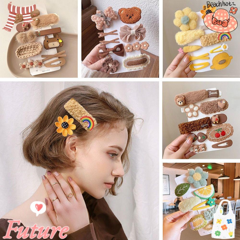 Set 2 Kẹp Tóc Đan Len Họa Tiết Hoạt Hình Dễ Thương Cho Bé Gái