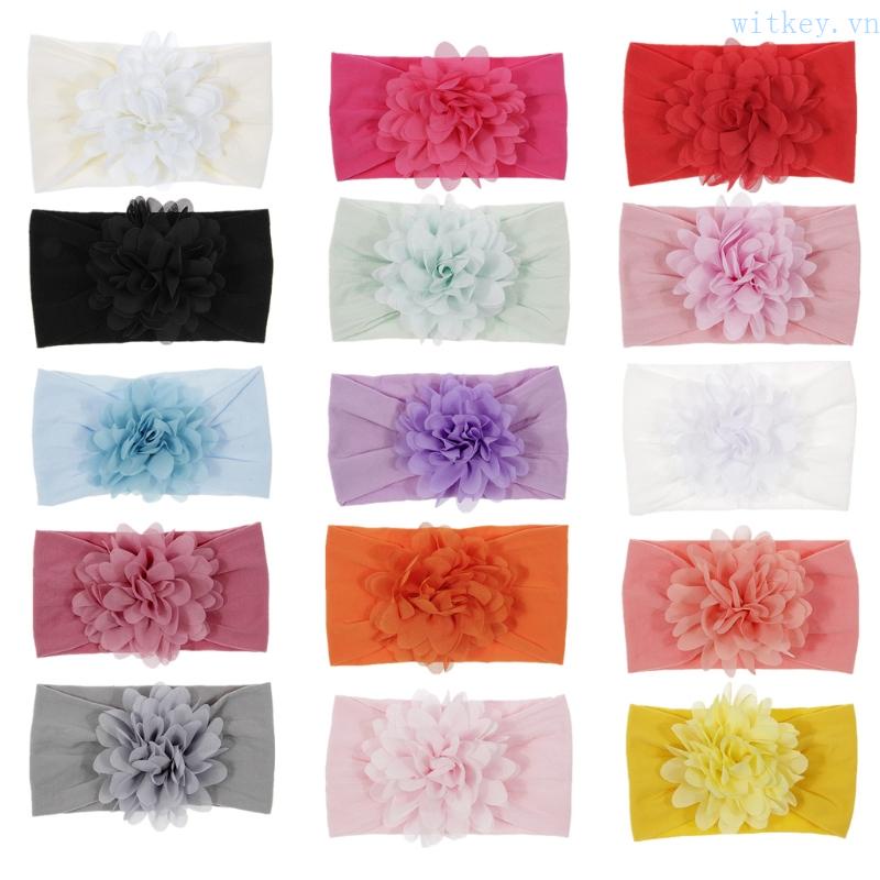 Băng Đô Co Giãn Mềm Mại Đính Hoa Lớn Dành Cho Bé Gái