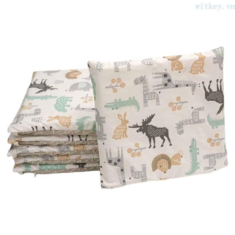Set 6 Gối Chắn Nôi Em Bé Bằng Vải Cotton Mềm Mại
