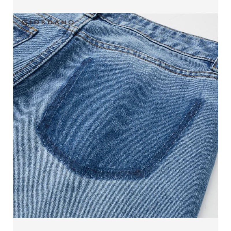 Giordano Quần Jean denim Lưng Cao Phối Túi Giả Màu Tương Phản Cá Tính Cho Nữ 18423203