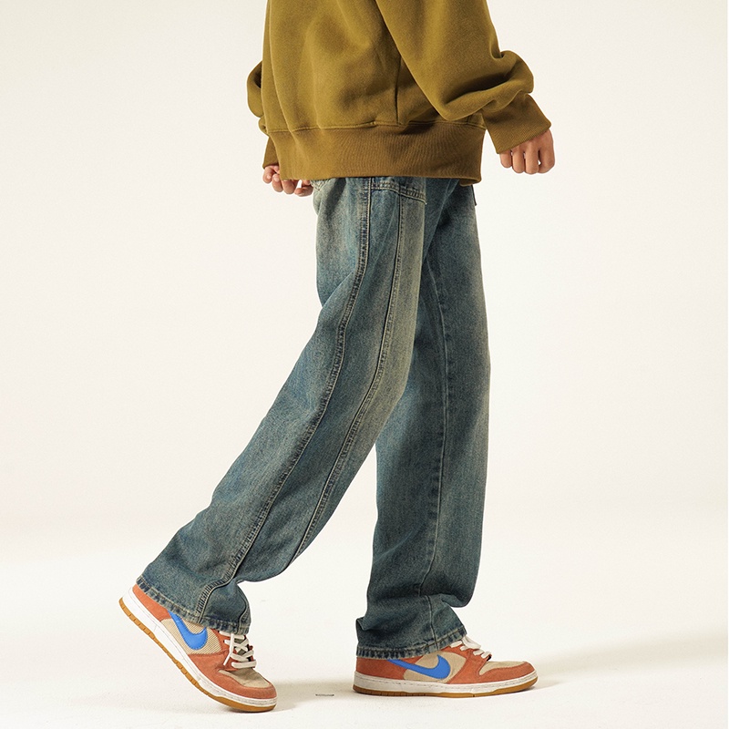 Quần Jean Dài Dáng Rộng Phong Cách Đường Phố Mỹ Thời Trang Xuân Hè Cá Tính Cho Nam