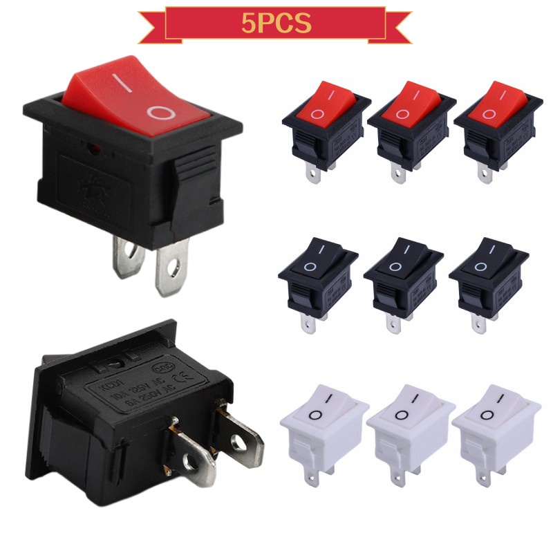 Set 5 Công Tắc Nút Nguồn 4-pin 250V 21x15mm Cho Tàu Thuyền
