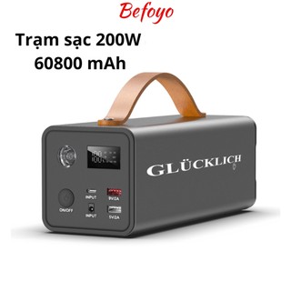 Trạm sạc tích điện đa năng glucklich 200w 60800 mah - cho quạt điện, sạc điện thoại, đèn - có đầu 220v tiện lợi yoobao