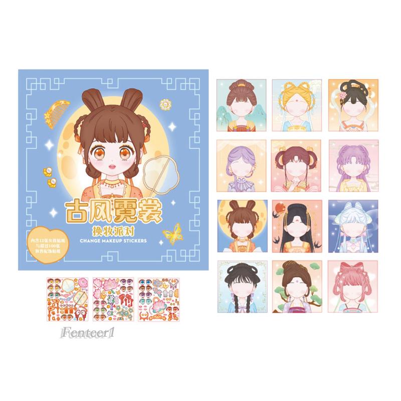 [Fenteer1] Sách Hình Dán Búp Bê Công Chúa Mặc Đồ Vui Nhộn Cho Bé Gái