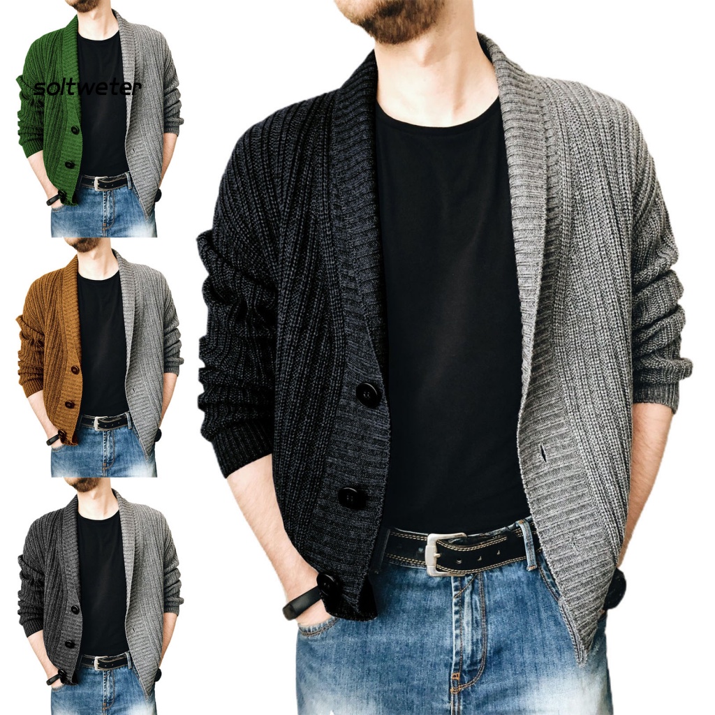 Áo Khoác Cardigan Dệt Kim Tay Dài Một Hàng Nút Màu Sắc Thời Trang Thu Đông