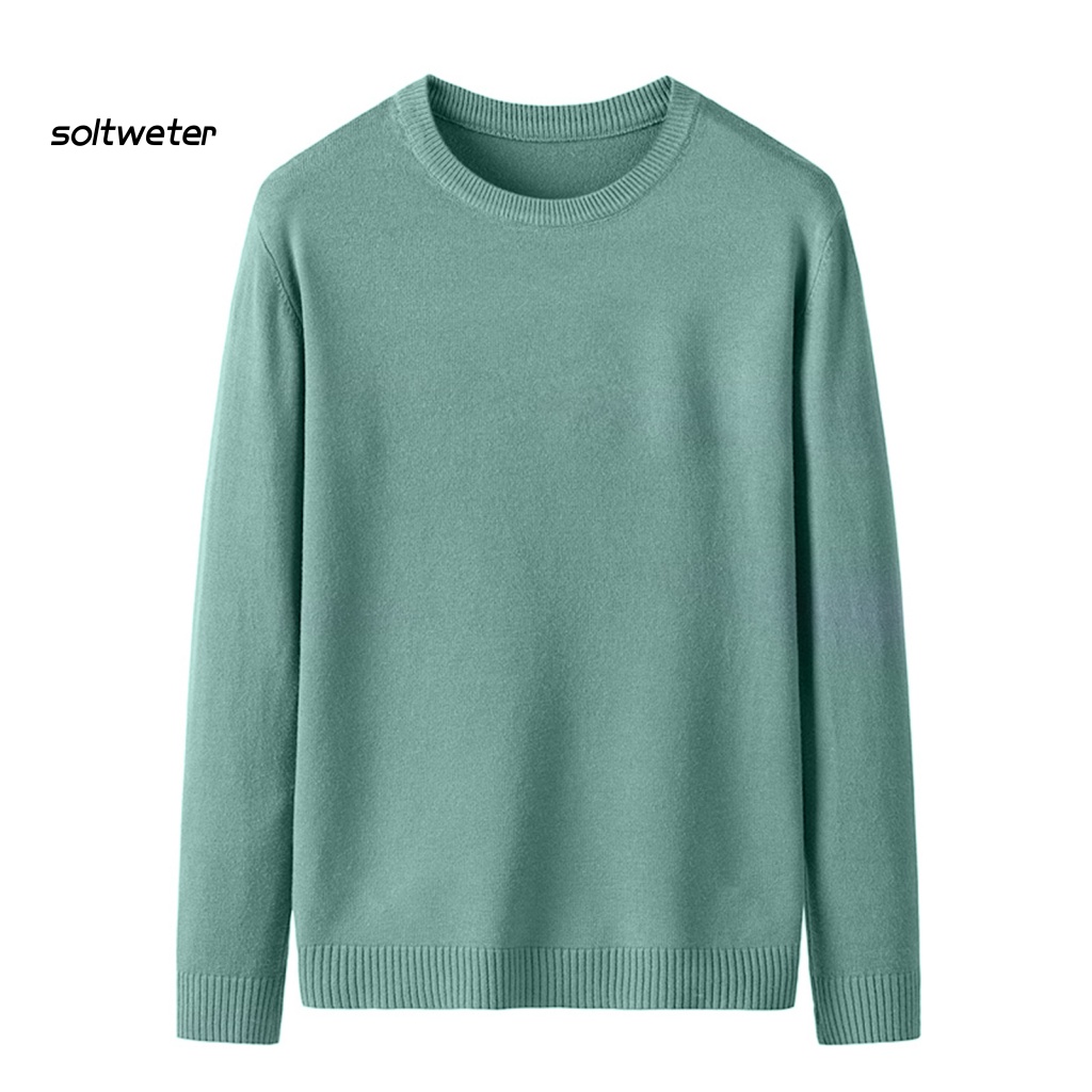 Áo Sweater Mùa Đông Chui Đầu Cổ Tròn Tay Dài Chất Liệu Dày Dặn Mềm Mại Co Giãn Màu Trơn Cho Nam