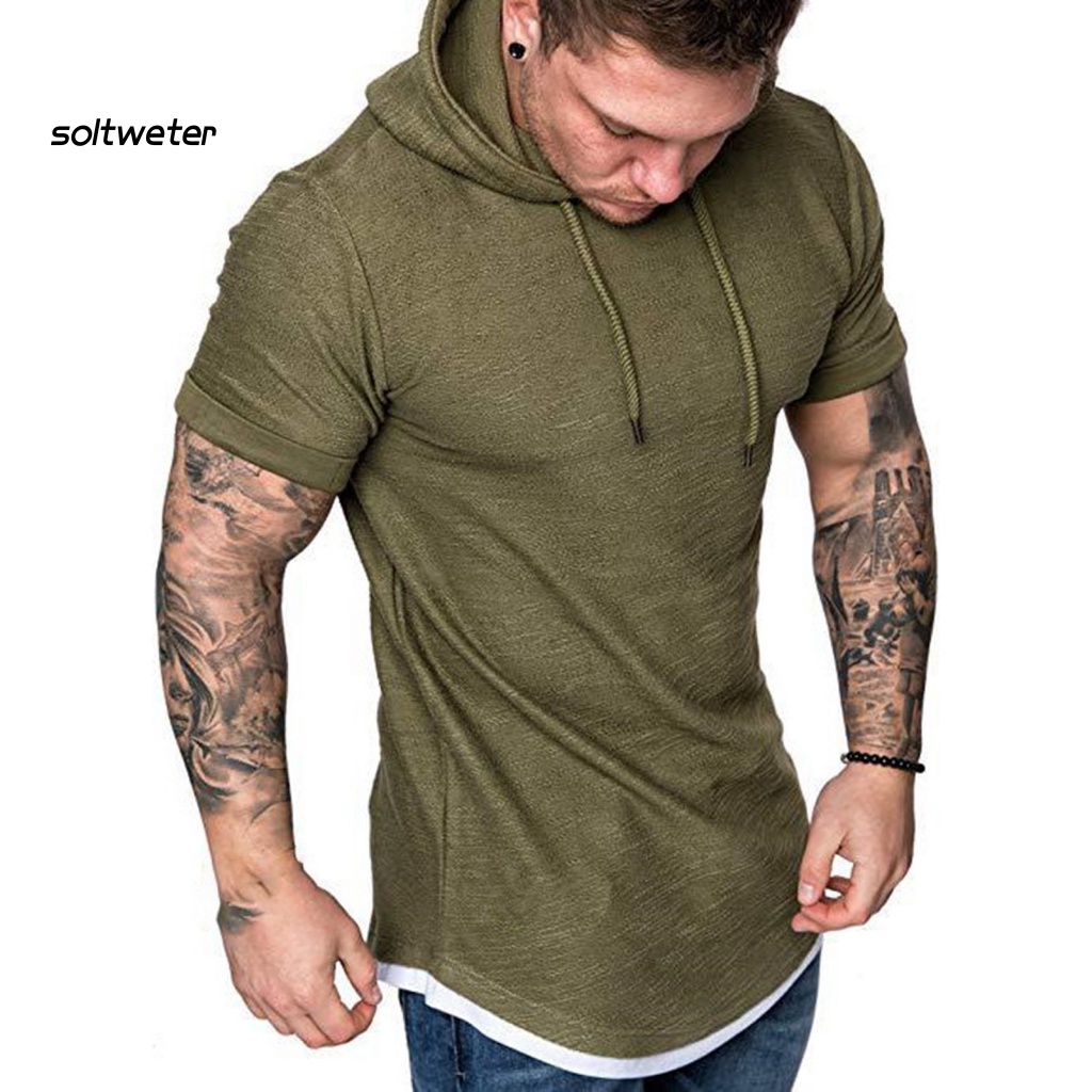 Áo Hoodie Tay Ngắn Dáng Ôm Phong Cách Thể Thao Thời Trang Cho Nam