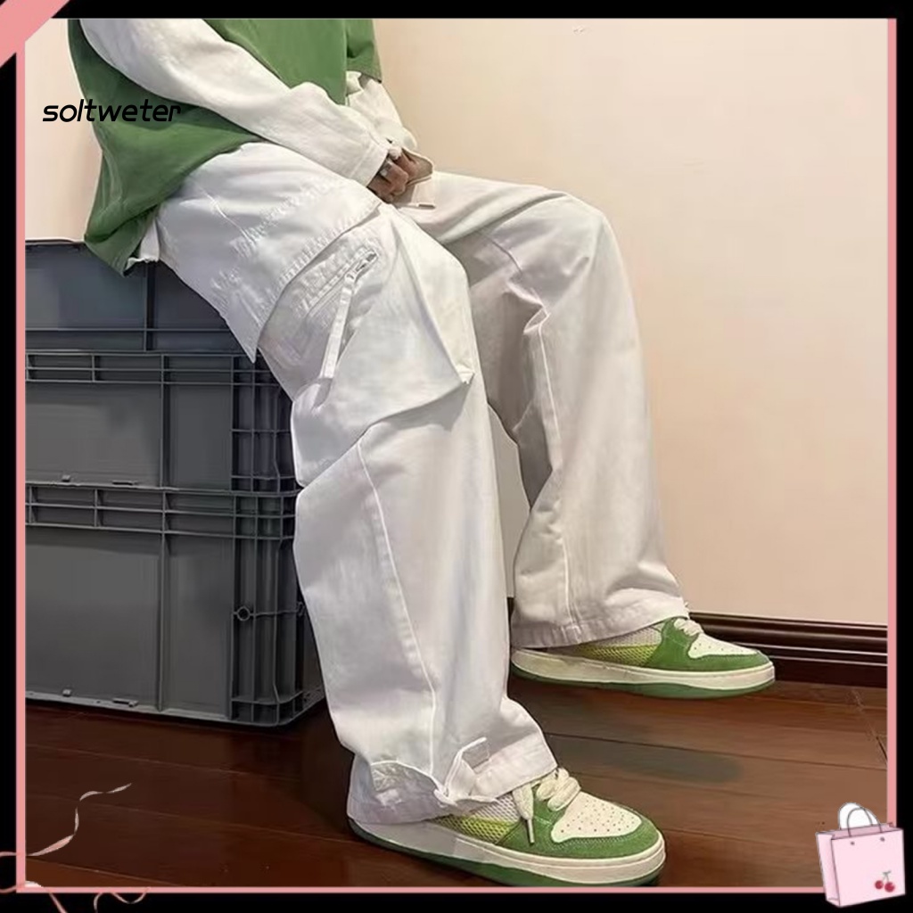 Quần Baggy Dáng Suông Nhiều Túi Màu Trơn Phong Cách Hip Hop Đường Phố Cho Nam