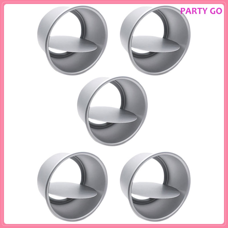 Bộ 5 Khuôn Làm Bánh Hình Tròn Bằng Hợp Kim Nhôm 11.5X11.5CM